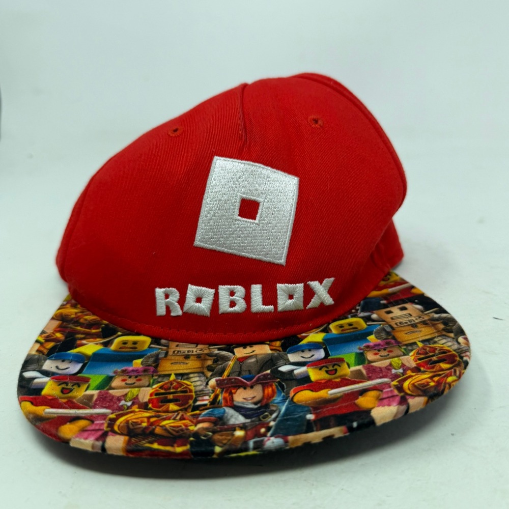 Roblox Hat Youth OSFM Snapback Red Graphic Brim Embroidered Logo EUC